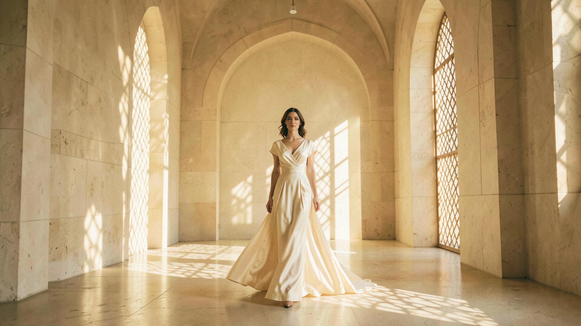 AUREZA campaign — golden light on draped silk